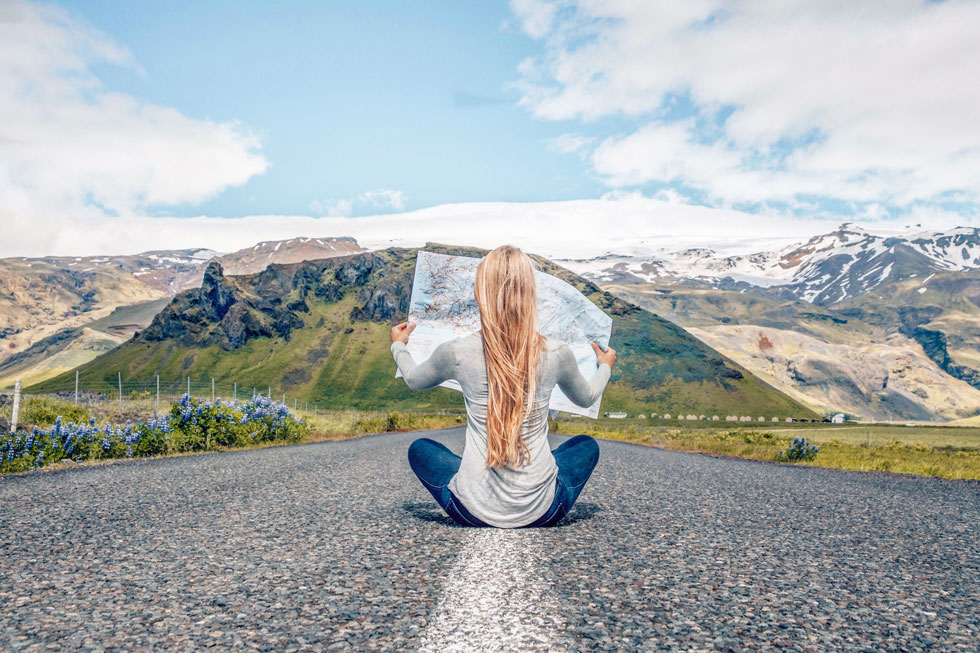 think gypsy on road in iceland